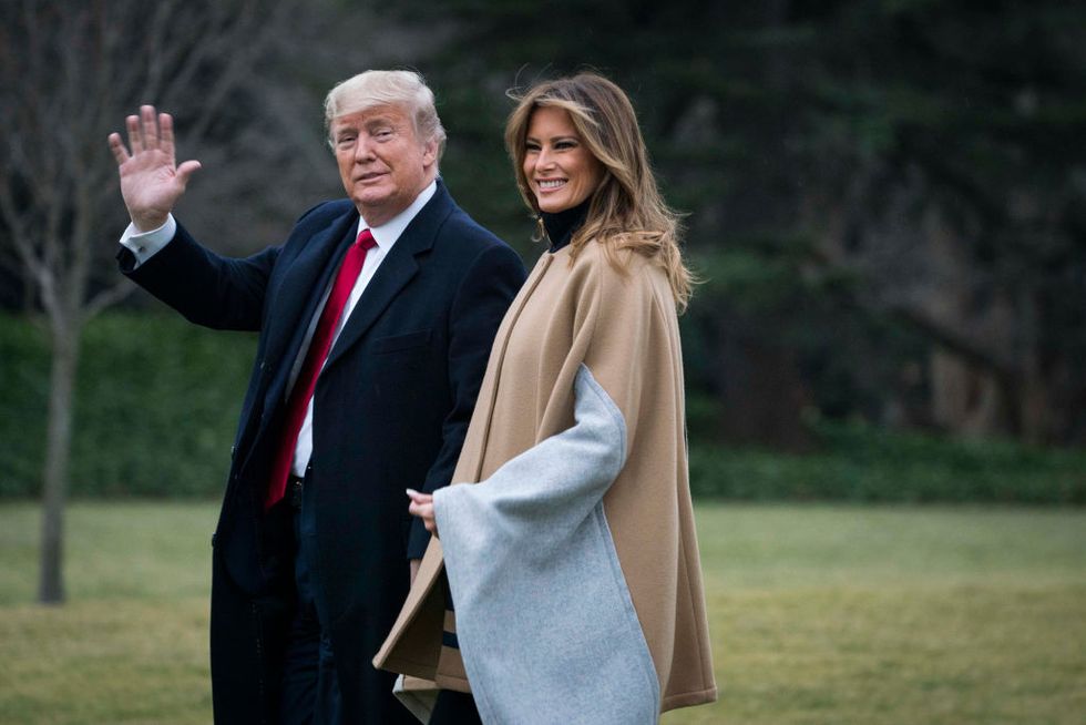 washington, dc   january 31 us president donald trump and first lady melania trump walk along the south lawn to marine one as they depart from the white house for a weekend trip to mar a lago on january 31, 2020 in washington, dc senators are expected to debate and then vote on whether to include additional witnesses and documents today in the senate impeachment trial of president trump photo by sarah silbigergetty images