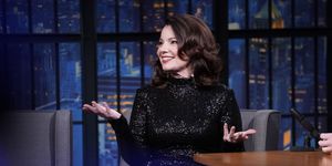 late night with seth meyers    episode 946    pictured l r actress fran drescher during an interview with host seth meyers on february 3, 2020    photo by lloyd bishopnbcnbcu photo bank via getty images