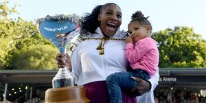auckland, new zealand   january 12  serena williams of the usa celebrates with daughter alexis olympia after winning the final match against jessica pegula of usa at asb tennis centre on january 12, 2020 in auckland, new zealand photo by hannah petersgetty images