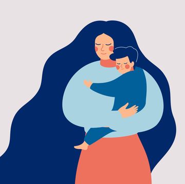 young mother holds her son with care and love happy mothers day concept with mom and small boy vector illustration