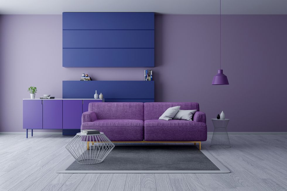 salón en tonos de color púrpura