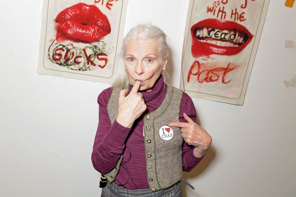 london, england   february 14  dame vivienne westwood attends the vivienne westwood aw2021 presentation and exhibition during london fashion week february 2020 at the serpentine gallery on february 13, 2020 in london, england photo by david m benettdave benettgetty images