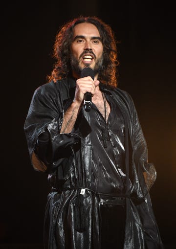 los angeles, california january 24 russell brand speaks onstage during musicares person of the year honoring aerosmith at west hall at los angeles convention center on january 24, 2020 in los angeles, california photo by kevin mazurgetty images for the recording academy