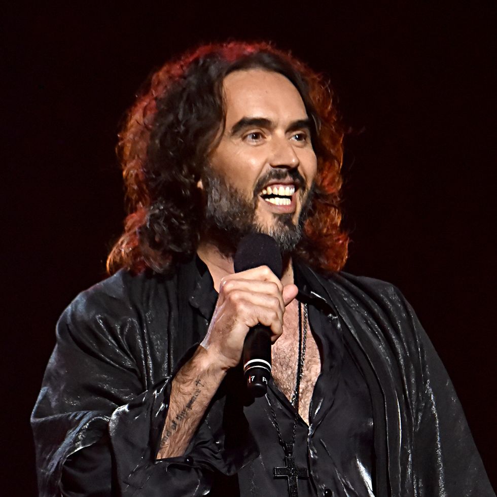 los angeles, california   january 24 russell brand speaks onstage during musicares person of the year honoring aerosmith at west hall at los angeles convention center on january 24, 2020 in los angeles, california photo by lester cohengetty images for the recording academy