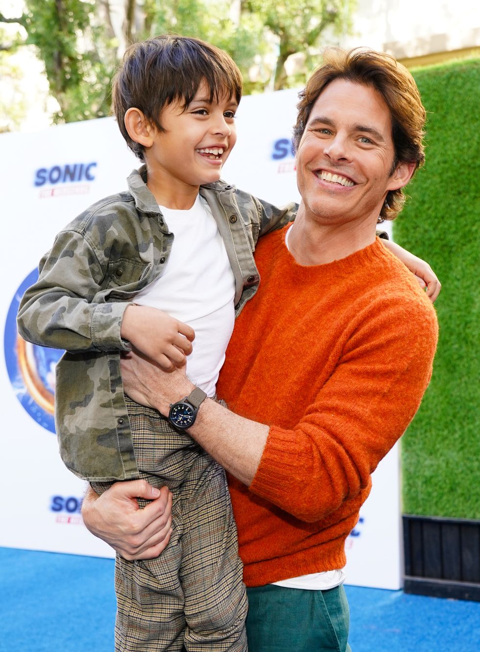 hollywood, california   january 25 james marsden r and his son attend sonic the hedgehog family day event at the paramount theatre on january 25, 2020 in hollywood, california photo by rachel lunagetty images