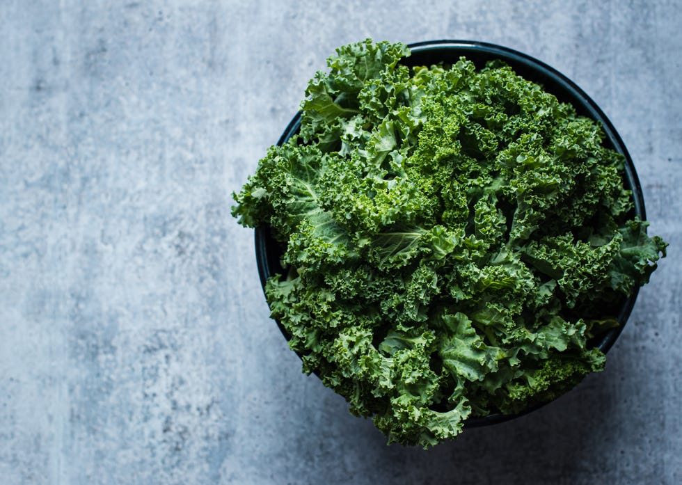 bowl of fresh kale leaves