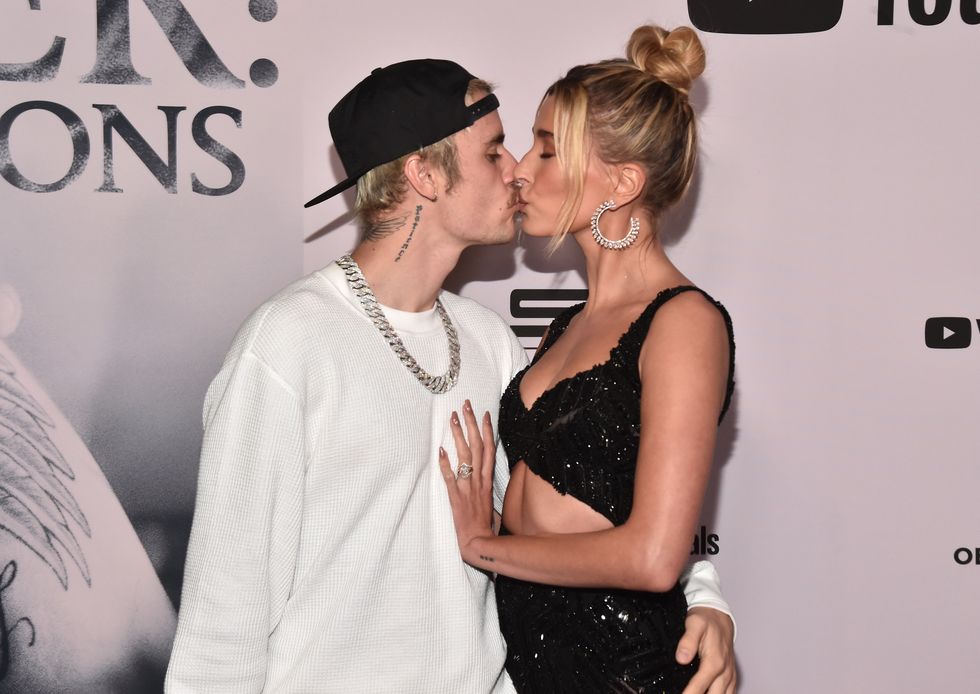 los angeles, california   january 27 justin bieber and hailey bieber attend the premiere of youtube originals justin bieber seasons at the regency bruin theatre on january 27, 2020 in los angeles, california photo by alberto e rodriguezgetty images