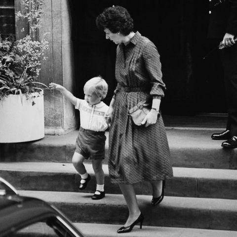 prince william leaves the lindo wing of st marys hospital holding the hand of his nanny barbara barnes after visiting his mother diana, princess of wales, after the birth of his brother, prince harry, in paddington, london, england, 16th september 1984 harry had been born the previous day photo by k butlerdaily expresshulton archivegetty images