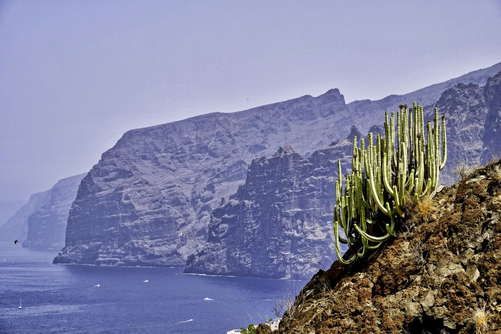 view of los gigantes cliffs, tenerife, canary islands, spain