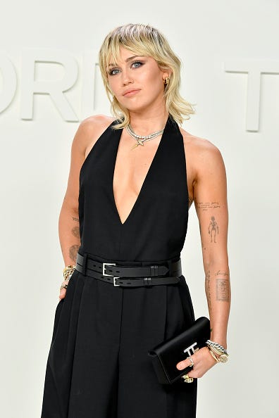 Hollywood, California February 07 Miley Cyrus attends the Tom Ford AW20 show at Milk Studios Photo by Amy Susmangetti Images on February 07, 2020 in Hollywood, California