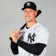 Aaron Judge #99 of the New York Yankees poses during Photo Day on Thursday, February 20, 2020 at George M. Steinbrenner Field in Tampa, Florida. (Photo by Mike Carlson/MLB Photos via Getty Images)