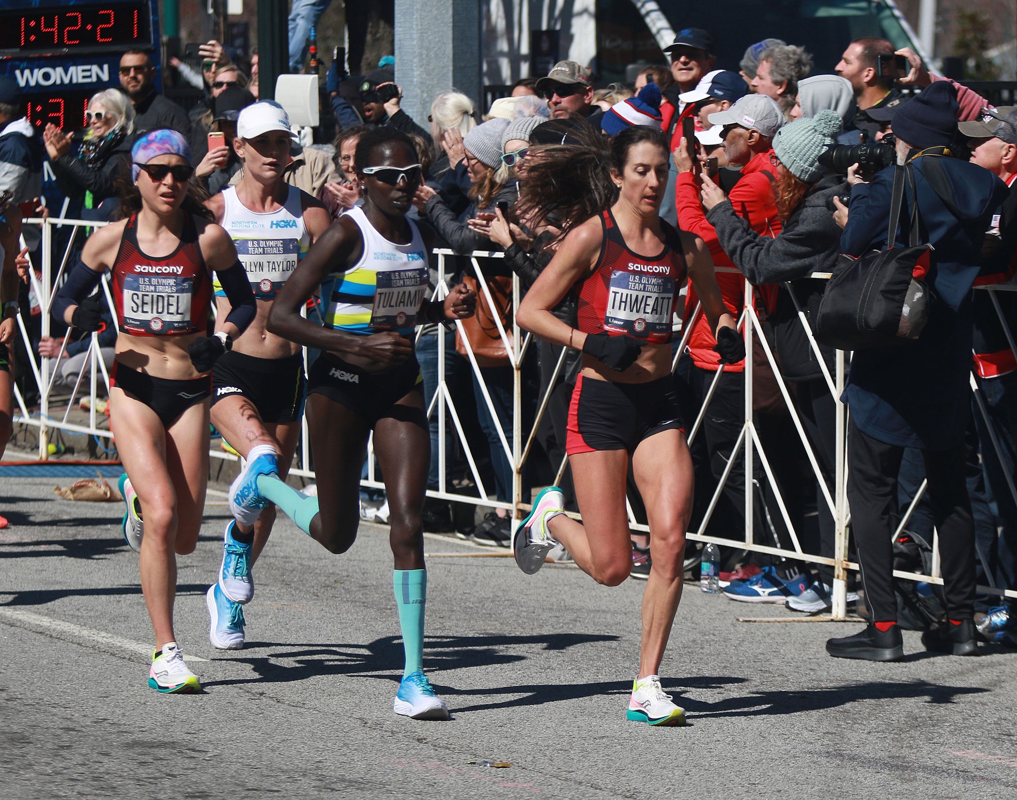 Aliphine Tuliamuk running during the Olympic Marathon Trials