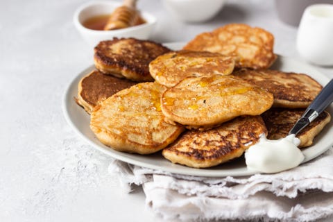 buckwheat pancakes with honey and sour cream breakfast or brunch gluten free pancakes