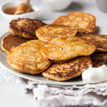 buckwheat pancakes with honey and sour cream breakfast or brunch gluten free pancakes