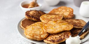 buckwheat pancakes with honey and sour cream breakfast or brunch gluten free pancakes