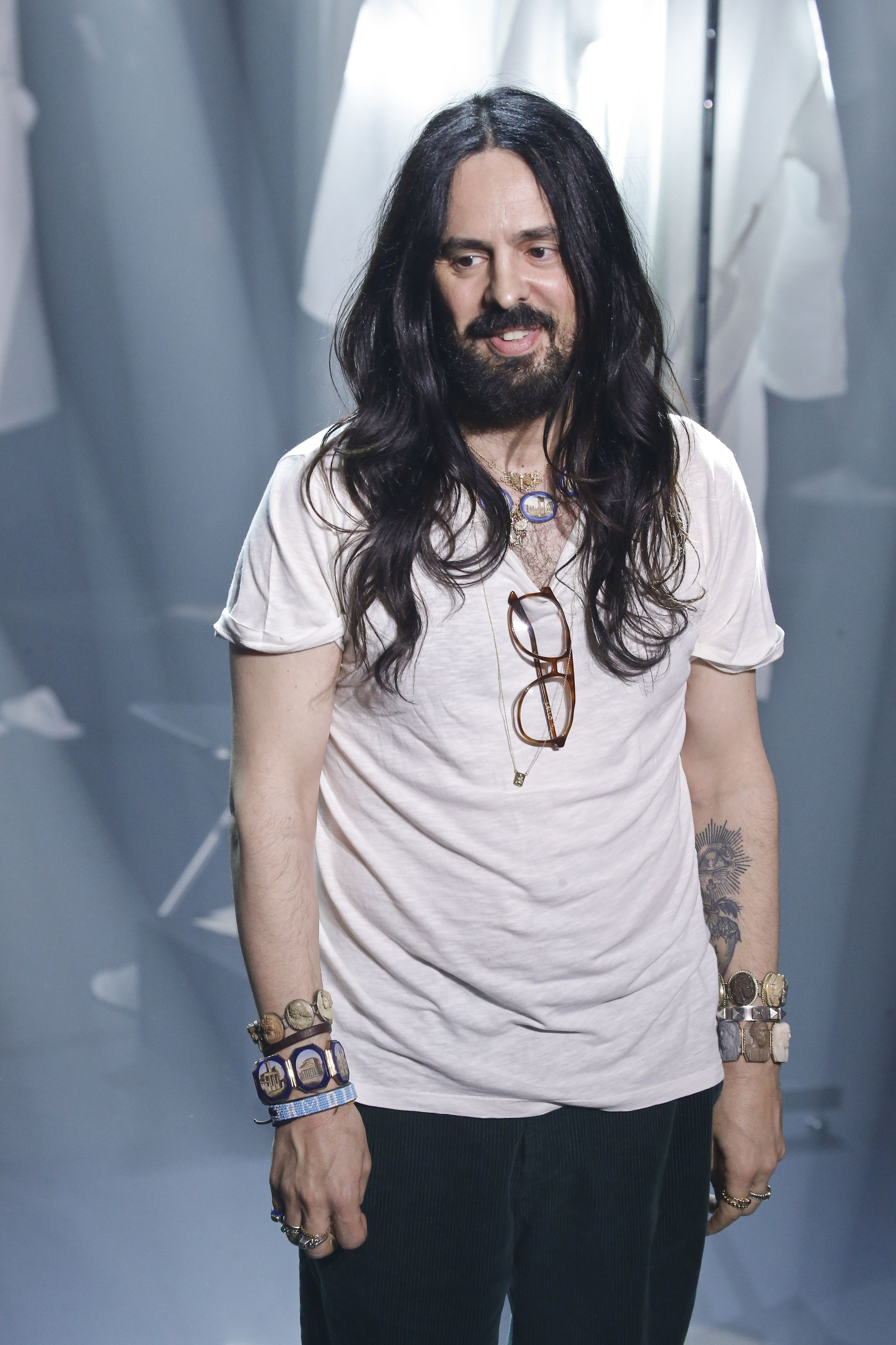 milan, italy   february 19 fashion designer alessandro michele walks the runway at the gucci ready to wear fallwinter 2020 2021 fashion show during milan fashion week on february 19, 2020 in milan, italy photo by victor virgilegamma rapho via getty images