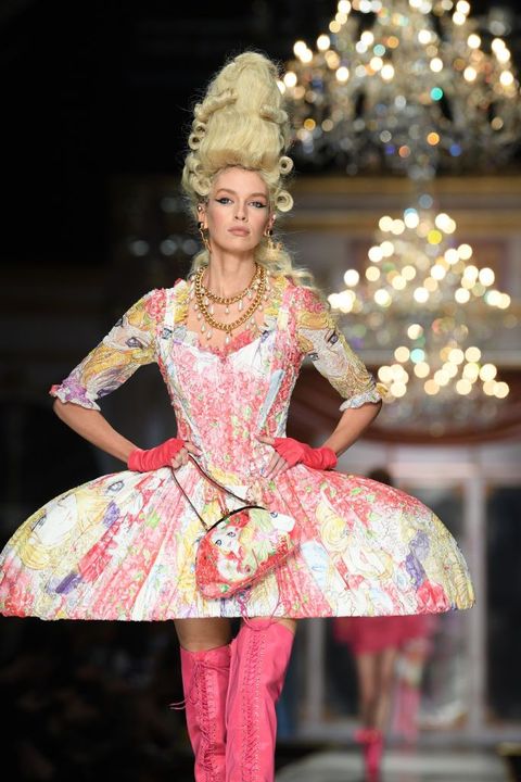 milan, italy   february 20 stella maxwell walks the runway during the moschino fashion show as part of milan fashion week fallwinter 2020 2021 on february 20, 2020 in milan, italy photo by daniele venturellidaniele venturelligetty images