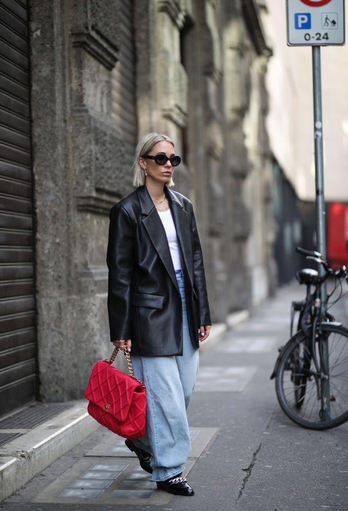 milan, italy   february 20 karin teigl wearing a chanel bag and shades and zara loafer during milan fashion week fallwinter 2020 2021 on february 19, 2020 in milan, italy photo by jeremy moellergetty images