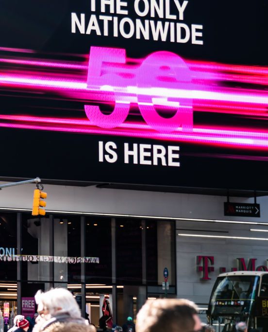 new york city, united states   20200220 t mobile 5g nationwide network advertisement seen in midtown manhattan photo illustration by alex taisopa imageslightrocket via getty images