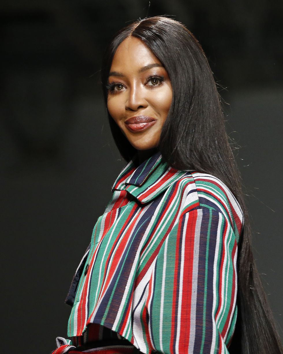 paris, france february 24 editorial use only british model naomi campbell walks the runway during the kenneth ize show as part of the paris fashion week womenswear fallwinter 20202021 on february 24, 2020 in paris, france photo by thierry chesnotgetty images