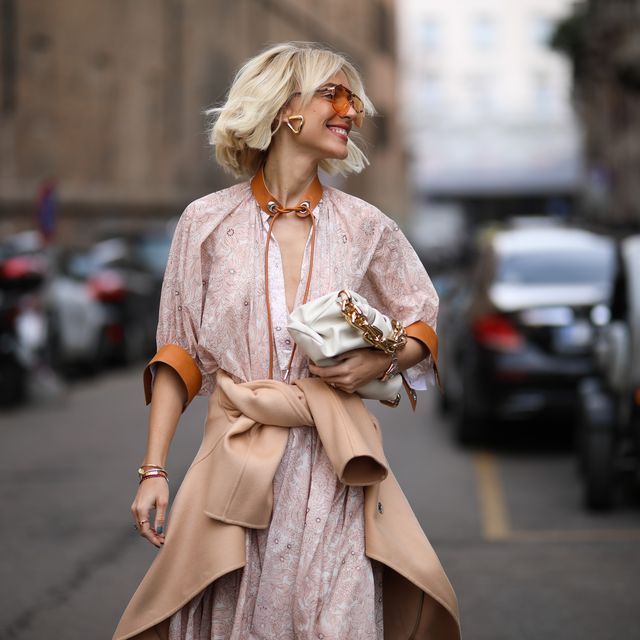 viktoria rader is seen wearing a bottega veneta bag and heels before sportmax during milan fashion week photo by jeremy moeller getty images
