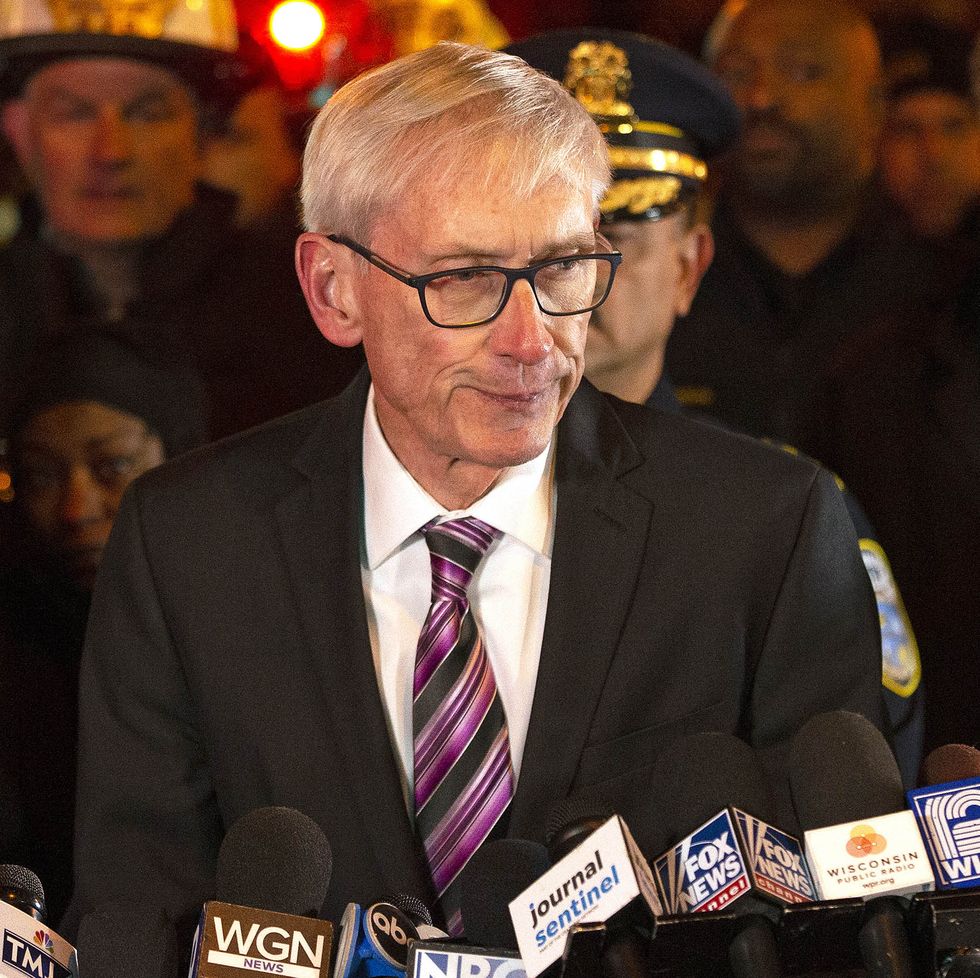 milwaukee, wisconsin   february 26 wisconsin governor tony evers speaks to the media following a shooting at the molson coors brewing co campus on february 26, 2020 in milwaukee, wisconsin six people, including the gunman, were reportedly killed when an ex employee opened fire at the millercoors building on wednesday photo by nuccio dinuzzogetty images