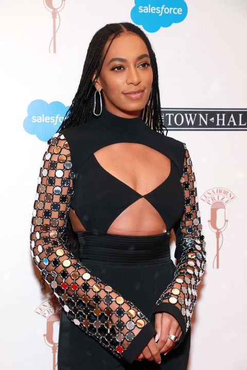 new york, new york   february 28 solange knowles attends the lena horne prize event honoring solange knowles presented by salesforce at the town hall on february 28, 2020 in new york city photo by jason mendezgetty images for the town hall