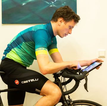 03 april 2020, lower saxony, hanover amateur cyclist nico herzog trains on the roller trainer or exercise bike in his bedroom he uses a bike simulation app called zwift in winter and during the current initial restrictions for support and motivation photo philipp von ditfurthdpa photo by philipp von ditfurthpicture alliance via getty images