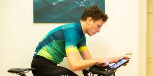 03 april 2020, lower saxony, hanover amateur cyclist nico herzog trains on the roller trainer or exercise bike in his bedroom he uses a bike simulation app called zwift in winter and during the current initial restrictions for support and motivation photo philipp von ditfurthdpa photo by philipp von ditfurthpicture alliance via getty images