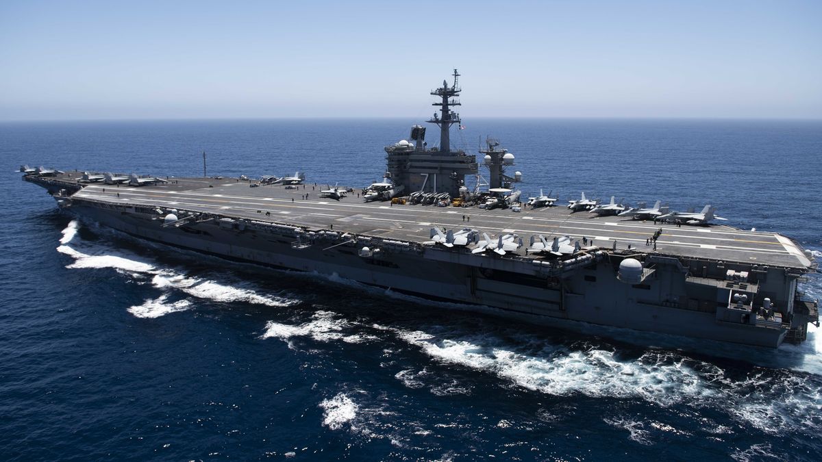 pacific ocean   july 15  in this handout released by the us navy,  the aircraft carrier uss theodore roosevelt cvn 71 transits the pacific ocean theodore roosevelt is conducting routine operations in the eastern pacific ocean  photo by us navy via getty images