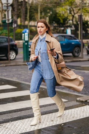 trench beige en el street style de parís