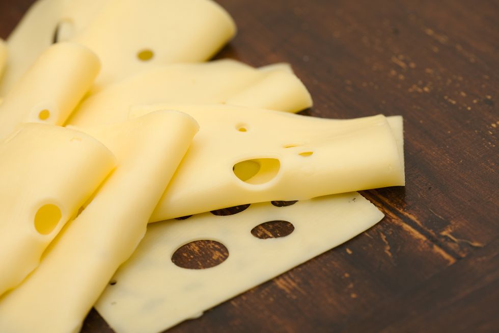 slices of emmental cheese horizontal