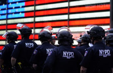 topshot   nypd police officers watch demonstrators in times square on june 1, 2020, during a black lives matter protest   new yorks mayor bill de blasio today declared a city curfew from 1100 pm to 500 am, as sometimes violent anti racism protests roil communities nationwide
saying that we support peaceful protest, de blasio tweeted he had made the decision in consultation with the states governor andrew cuomo, following the lead of many large us cities that instituted curfews in a bid to clamp down on violence and looting photo by timothy a clary  afp photo by timothy a claryafp via getty images