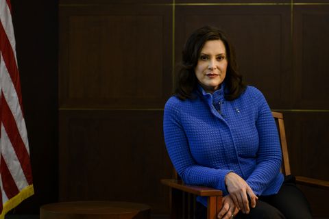 lansing, michigan   may 18, 2020 michigan governor gretchen whitmer at the romney building where her office is located in lansing, mich, on may 18, 2020 brittany greeson for the washington post via getty images