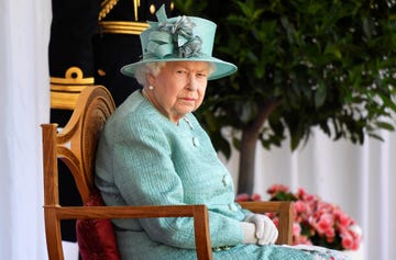 windsor, england   june 13  queen elizabeth ii attends a ceremony to mark her official birthday at windsor castle on june 13, 2020 in windsor, england the queen celebrates her 94th birthday this year, in line with government advice, it was agreed that the queens birthday parade, also known as trooping the colour, would not go ahead in its traditional form photo by toby melville   wpa poolgetty images