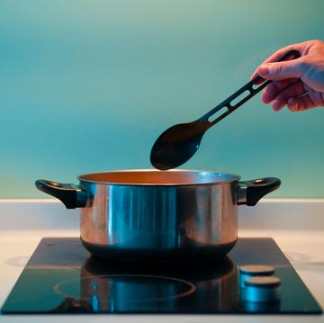 Cooking soup in a pan on an induction stove. cooking soup in a pan on an induction stove
