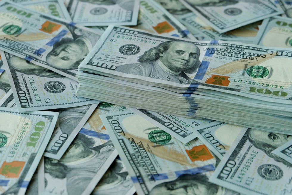 stacking of us dollar bank notes
