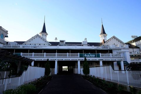 louisville, kentucky may 02 a view of the twin spires from the empty paddock at churchill downs on may 02, 2020 in louisville, kentucky the 146th running of the kentucky derby, originally scheduled for may 2nd, has been postponed to september 5, 2020 due to the covid 19 pandemic photo by andy lyonsgetty images
