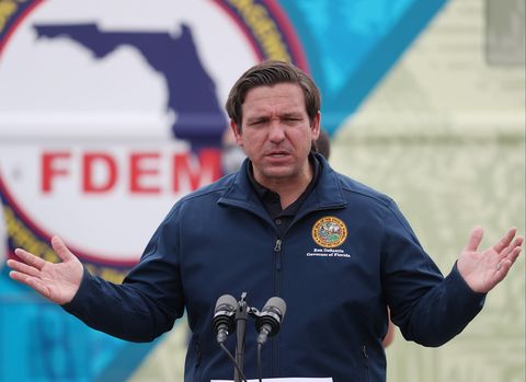 miami gardens, florida   may 06   florida gov ron desantis speaks during a press conference at the hard rock stadium testing site on may 06, 2020 in miami gardens, florida gov desantis announced during the press conference that a  covid 19 antibodies test will be available the test can show if a person has had the virus in the past without showing symptoms, and therefore may be immune to it the test will be available to first responders and health care workers first, with the goal of being able to expand testing to the general public photo by joe raedlegetty images