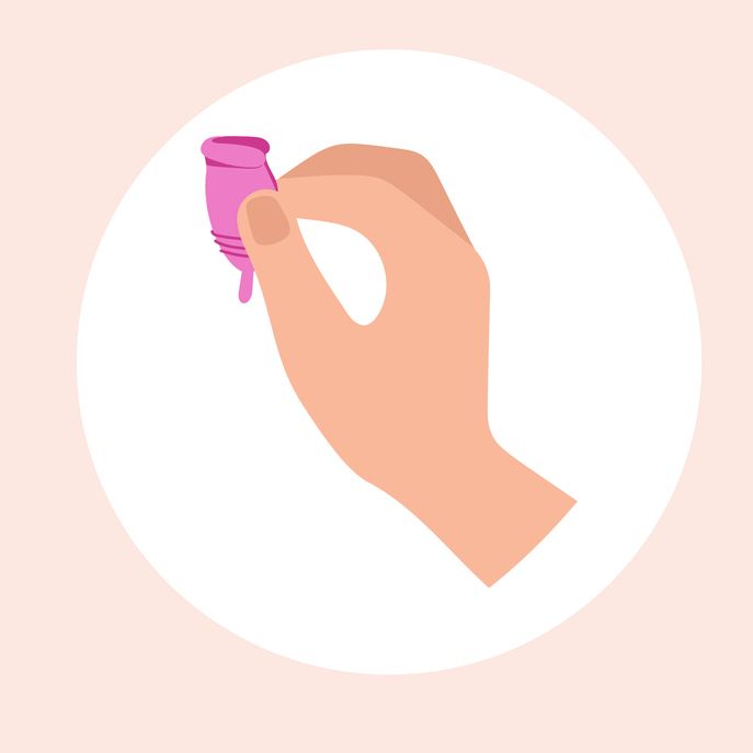menstrual cup, sanitary protection for woman in period device for collecting blood, zero waste cup vector infographic instruction