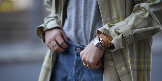 berlin, germany   may 06 erik scholz wearing gestuz coat, weekday jeans and shirt and cartier watch and dior and ariane ernst barcelet on may 06, 2020 in berlin, germany photo by jeremy moellergetty images