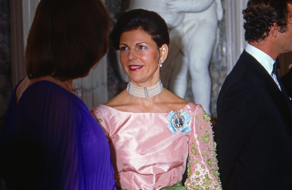 queen silvia of sweden talking to christina rau, nee delius, at bonn, germany, 1984 photo by wolfgang kuhnunited archives via getty images