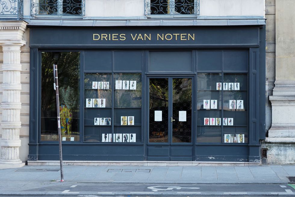 paris, france   may 15 general view of the dries van noten store at quai malaquais on may 15, 2020 in paris, france the coronavirus covid 19 pandemic has spread to many countries across the world, claiming over 280,000 lives and infecting over 4 million people photo by edward berthelotgetty images