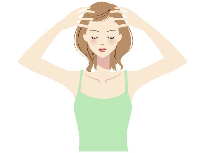 illustration of a woman taking self care of her hair