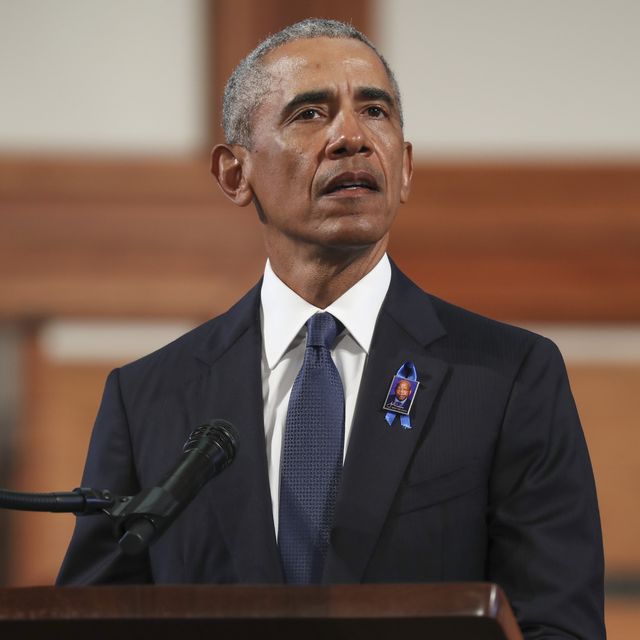 former us president barack obama speaks during the funeral of late representative and civil rights leader john lewisd ga at the state capitol in atlanta, georgia on july 30, 2020   lewis, a 17 term democratic member of the us house of representatives from the southern state of georgia, died of pancreatic cancer on july 17 at the age of 80 photo by alyssa pointer  pool  afp photo by alyssa pointerpoolafp via getty images