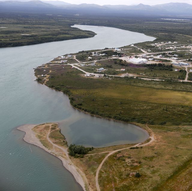 newhalen, alaska   july 23, 2019 the newhalen river flows into lake iliamna in newhalen, alaska, a native fishing village located near the site of the proposed pebble mine local residents are divided over whether to allow development of the mine, which would provide jobs but pose potentially large threats of damage to the pristine surrounding environment luis sincolos angeles times via getty images