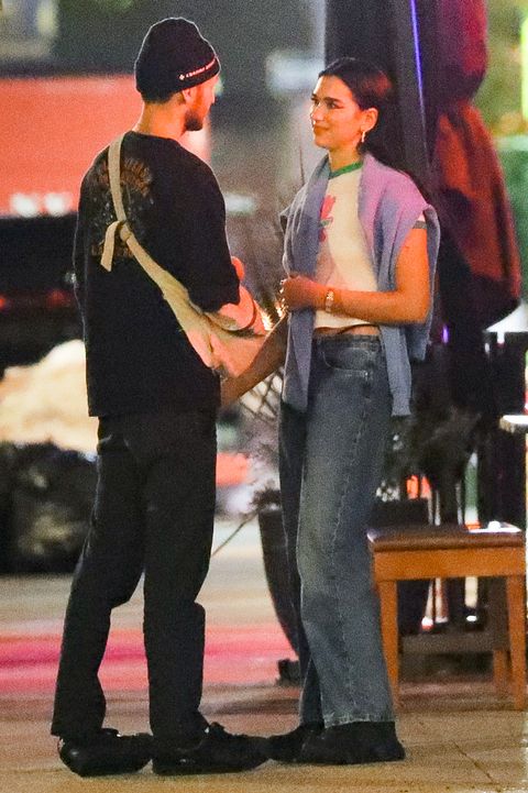 new york city, ny   september 30 dua lipa and anwar hadid seen out for a sushi dinner  on september 30, 2020 in new york city, new york photo by megagc images
