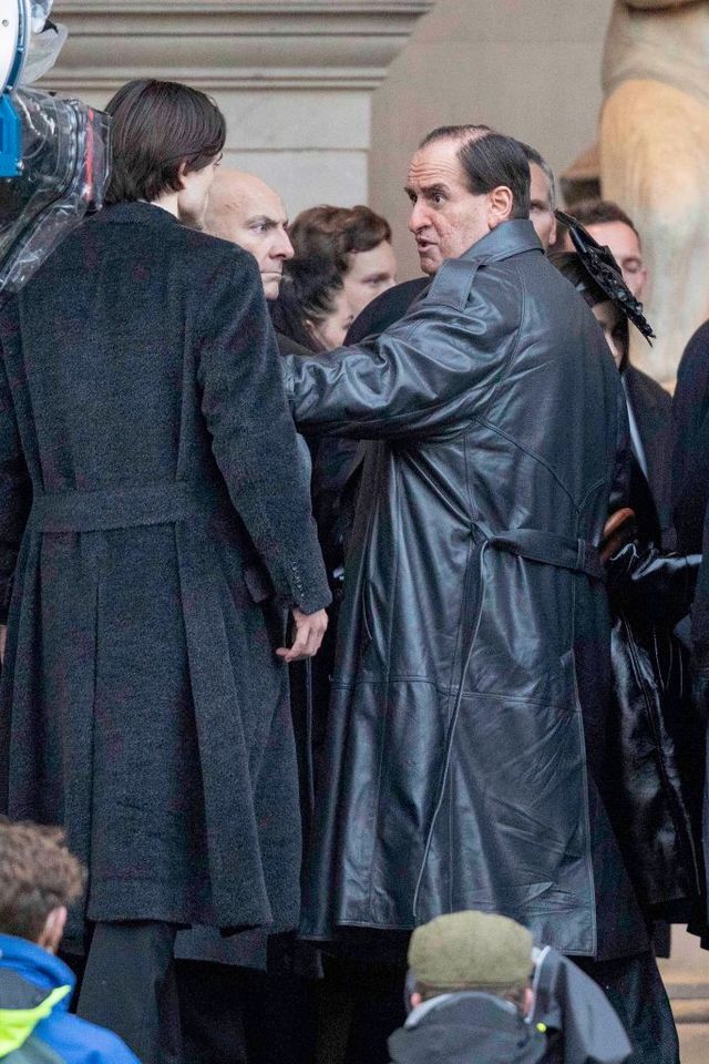 liverpool, england   october 12 robert pattinson with colin farrell wears prosthetic makeup as he plays the penguin filming the new batman movie on october 12, 2020 in liverpool, england photo by megagc images
