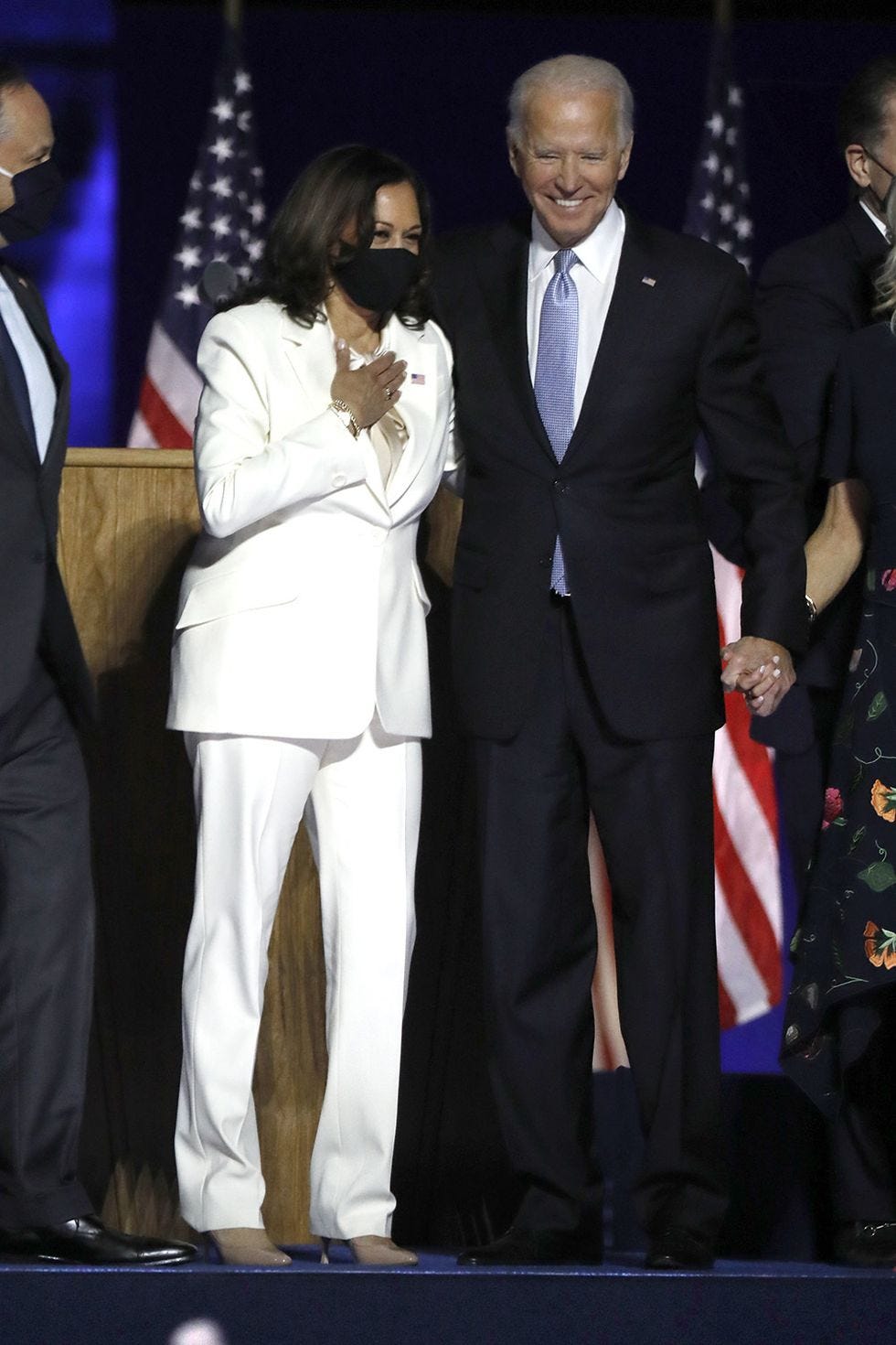 wilmington, pennsylvanianov 7, 2020president elect joe biden and vice president elect kamal harris address their supporters at chase center in wilmington, de, on nov, 7, 2020 after being named the winners joining him is his wife, jill biden, vice president elect kamala harris, and her husband, doug emhoff carolyn cole  los angeles times via getty imagescarolyn cole  los angeles times via getty images