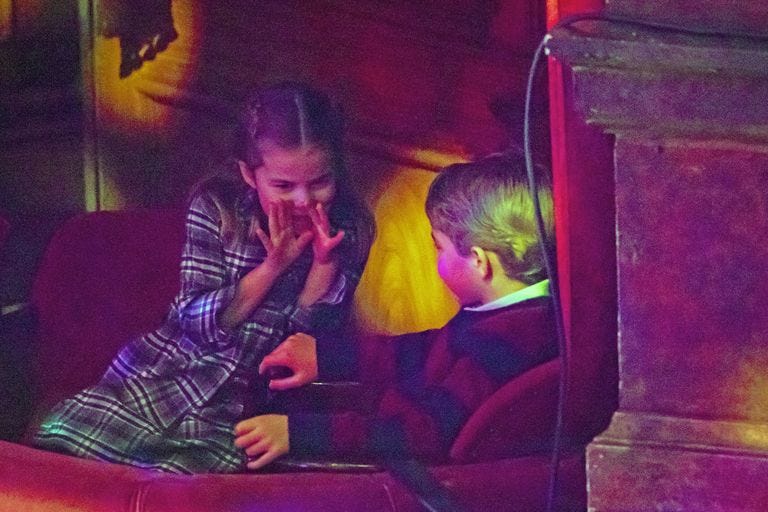 london, england   december 11 princess charlotte and prince george attend a special pantomime performance at londons palladium theatre, hosted by the national lottery, to thank key workers and their families for their efforts throughout the pandemic on december 11, 2020 in london, england photo by  aaron chown   wpa poolgetty images